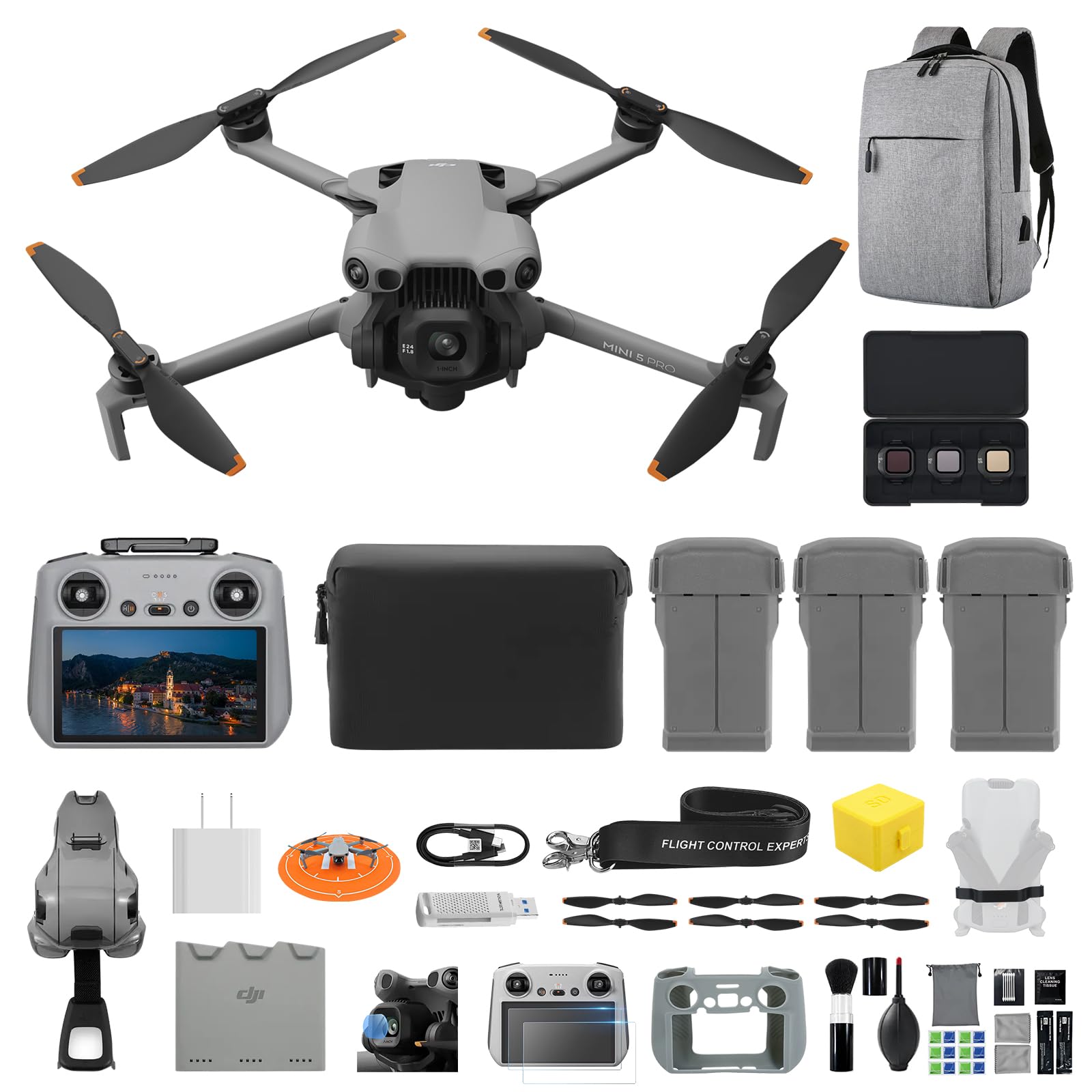 Mini 5 Pro Fly More Combo RC 2, 1-Inch CMOS 4K Drone, Omnidirectional Obstacle Sensing, A…