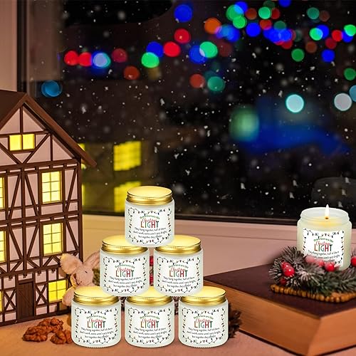 Miniatura 5 de MTLEE Juego de 10 velas perfumadas de Navidad de 3.5 onzas, velas de cera de soja, frasco, letrero de luz de Navidad, regalo de agradecimiento,