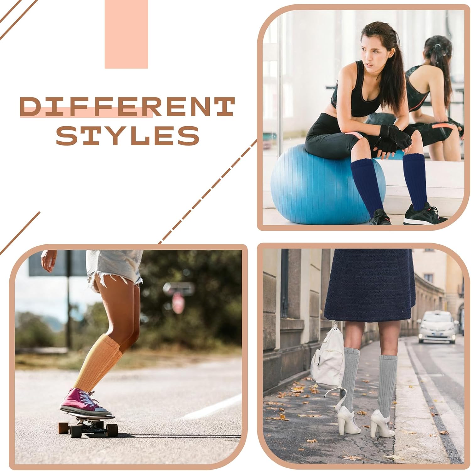 6 Pairs Slouchy Socks Women Slouch Scrunch Sock Crew Tube Socks Long Casual Knee High Length Stockings - Image 4