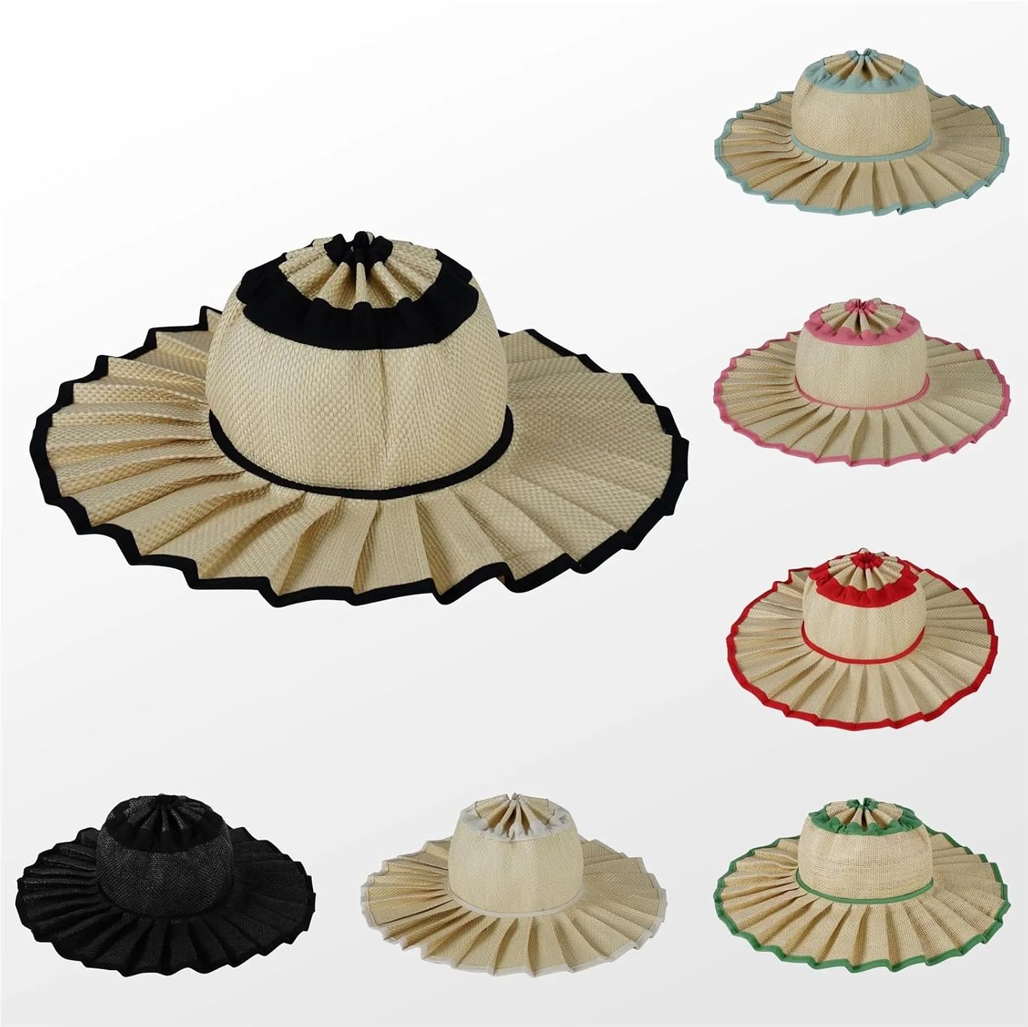 S/M/L/XL Spring Summer Fashion Plaid Wide Brim Sun Hat Unisex Outdoor Foldable Straw Cap Beach Sunshade Gorras