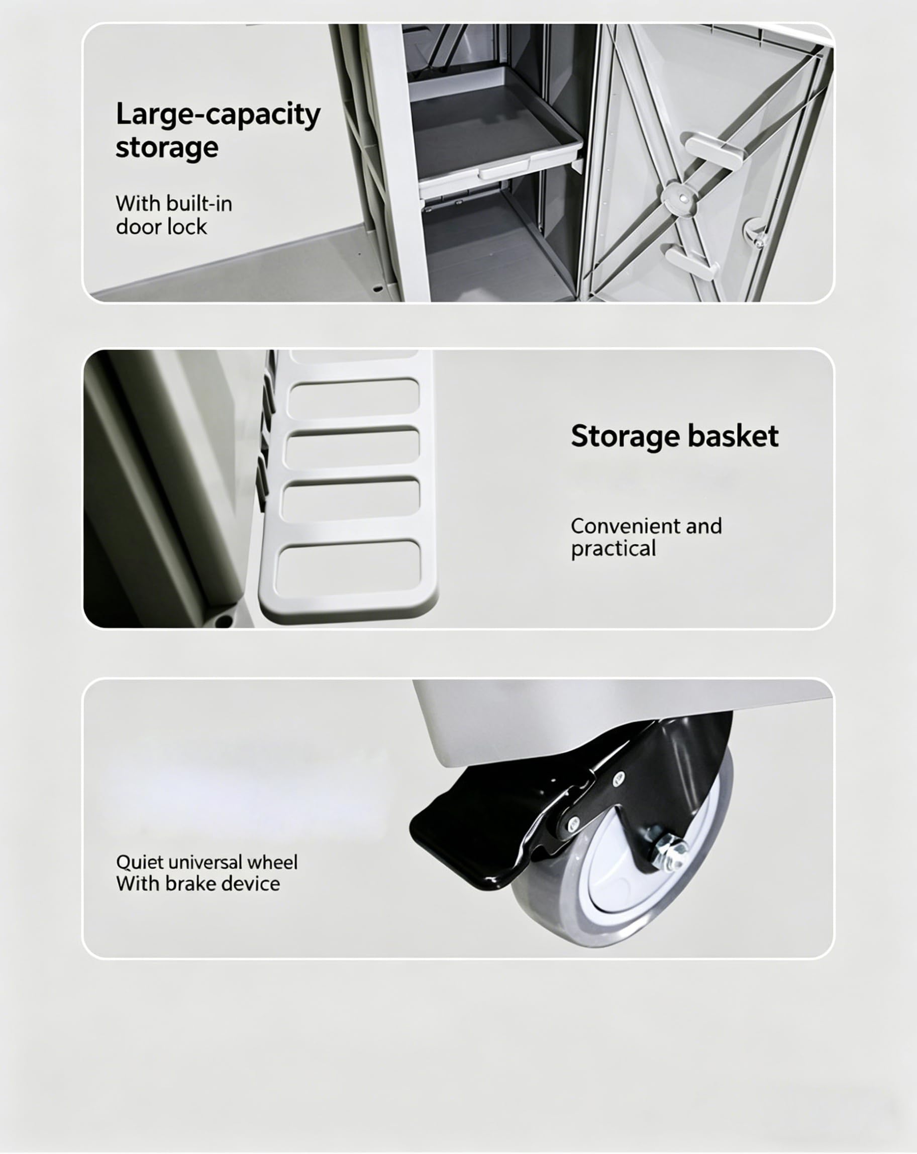 Este Carrito de Limpieza Comercial, Carrito de Limpieza para el hogar, Carrito de Limpieza con Ruedas, Carrito utilitario de Limpieza con 3 estantes, gabinete de Almacenamiento, Capacidad de