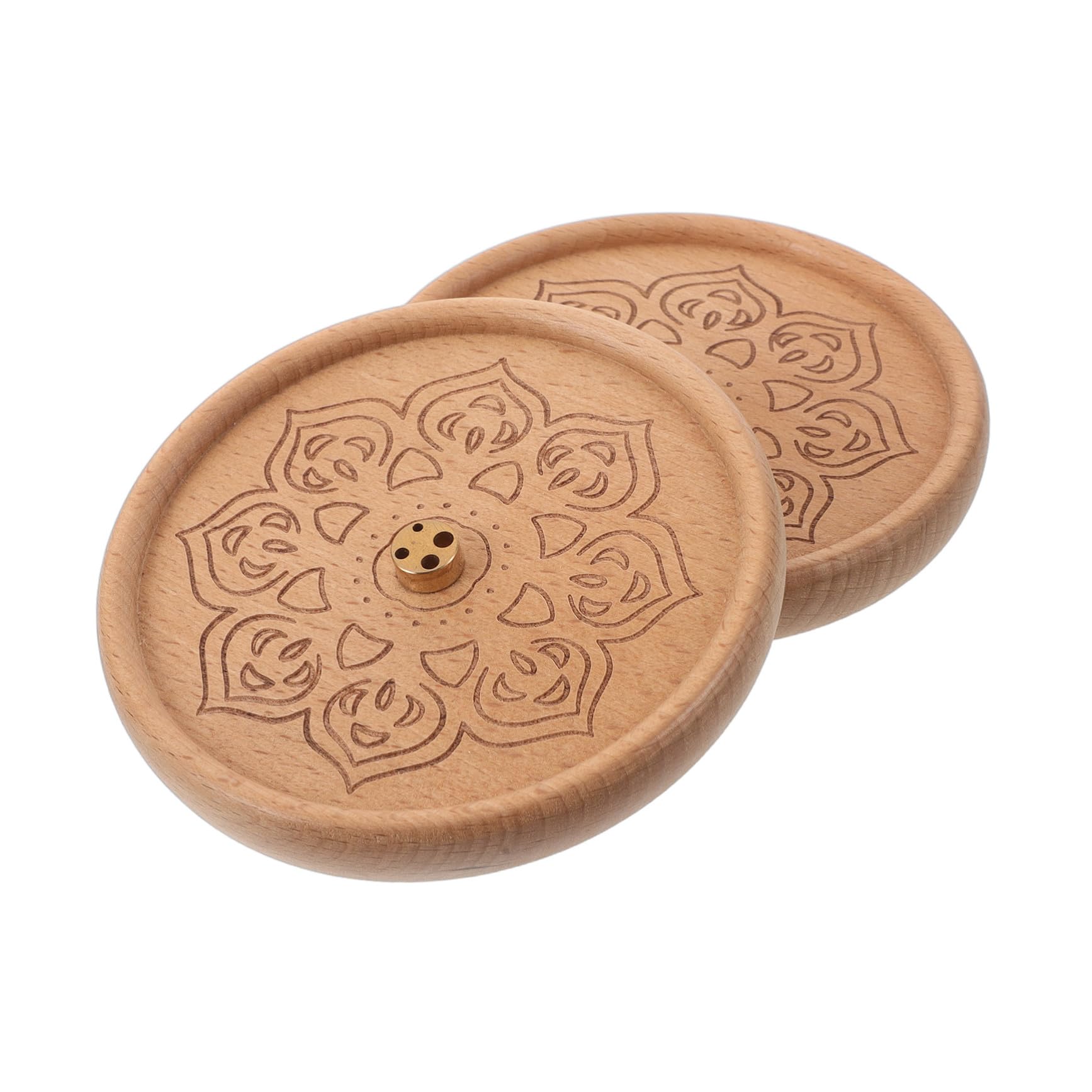 Brûleur de parfum lotus en bois de hêtre OUNONA | Lot de 2
