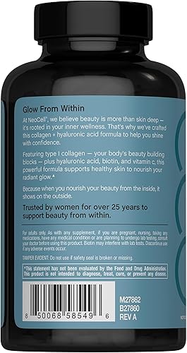 Miniatura 3 de NeoCell Suplemento de péptidos de colágeno marino  180 cápsulas  con ácido hialurónico  Fórmula de doble fuerza  Uñas y piel