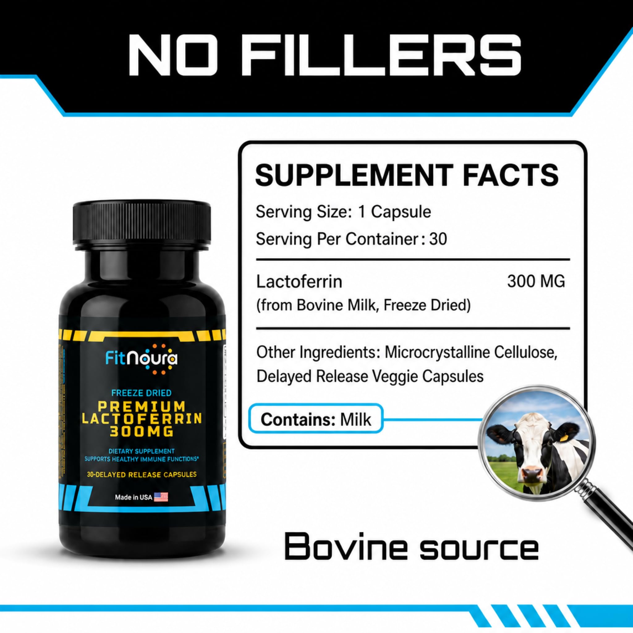 Enteric Coated Lactoferrin Supplement - Delayed Release Capsules | Grass Fed Bovine Lactoferrin | Immune Support, Boosts Immunity, Gut Health, Digestive Support | Low Lactose — Amazon image 2