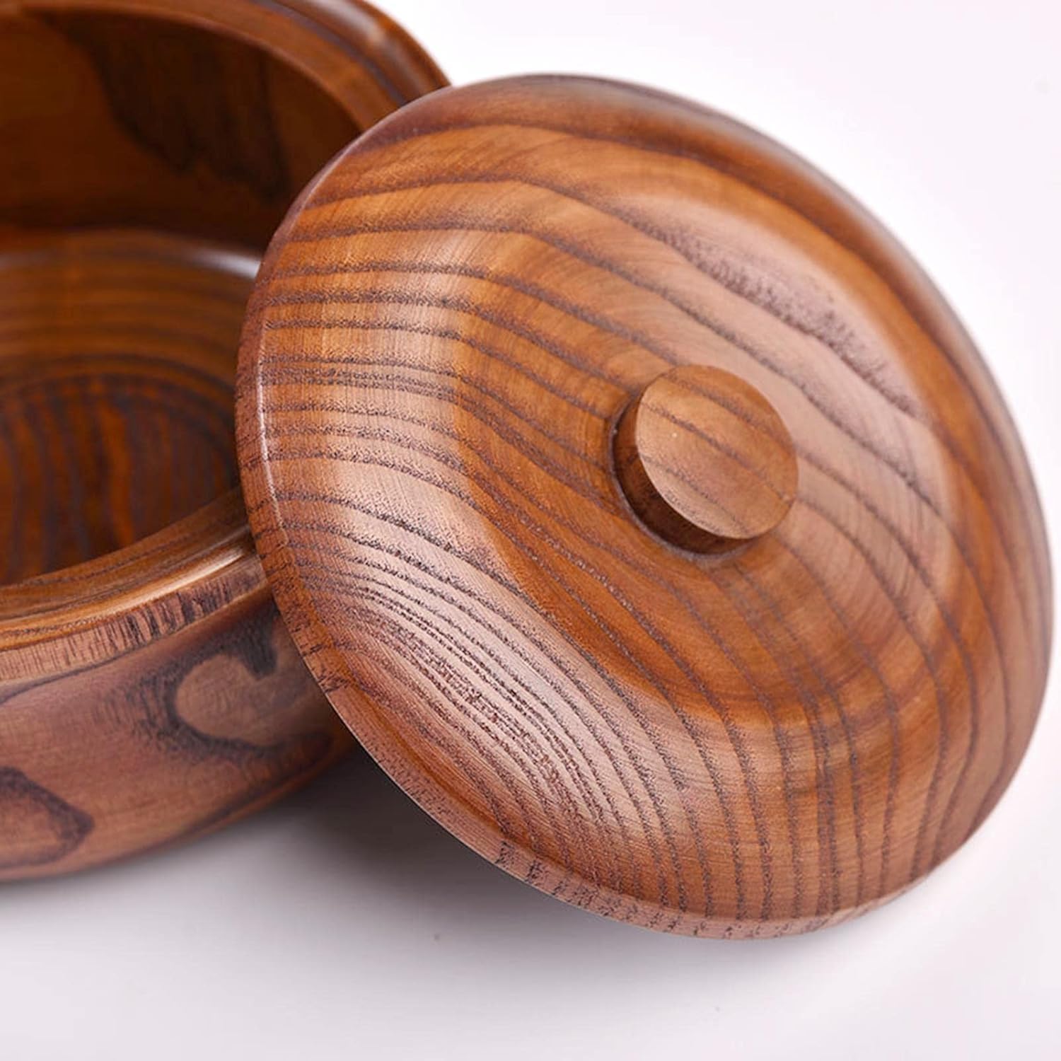 Tazón De Madera con Tapas Decoración del Hogar Tazón De Ramen De Madera para Sopa Cereal para El Almacenamiento De Cereales para Ensalada(Size:23cmx7.5cm)