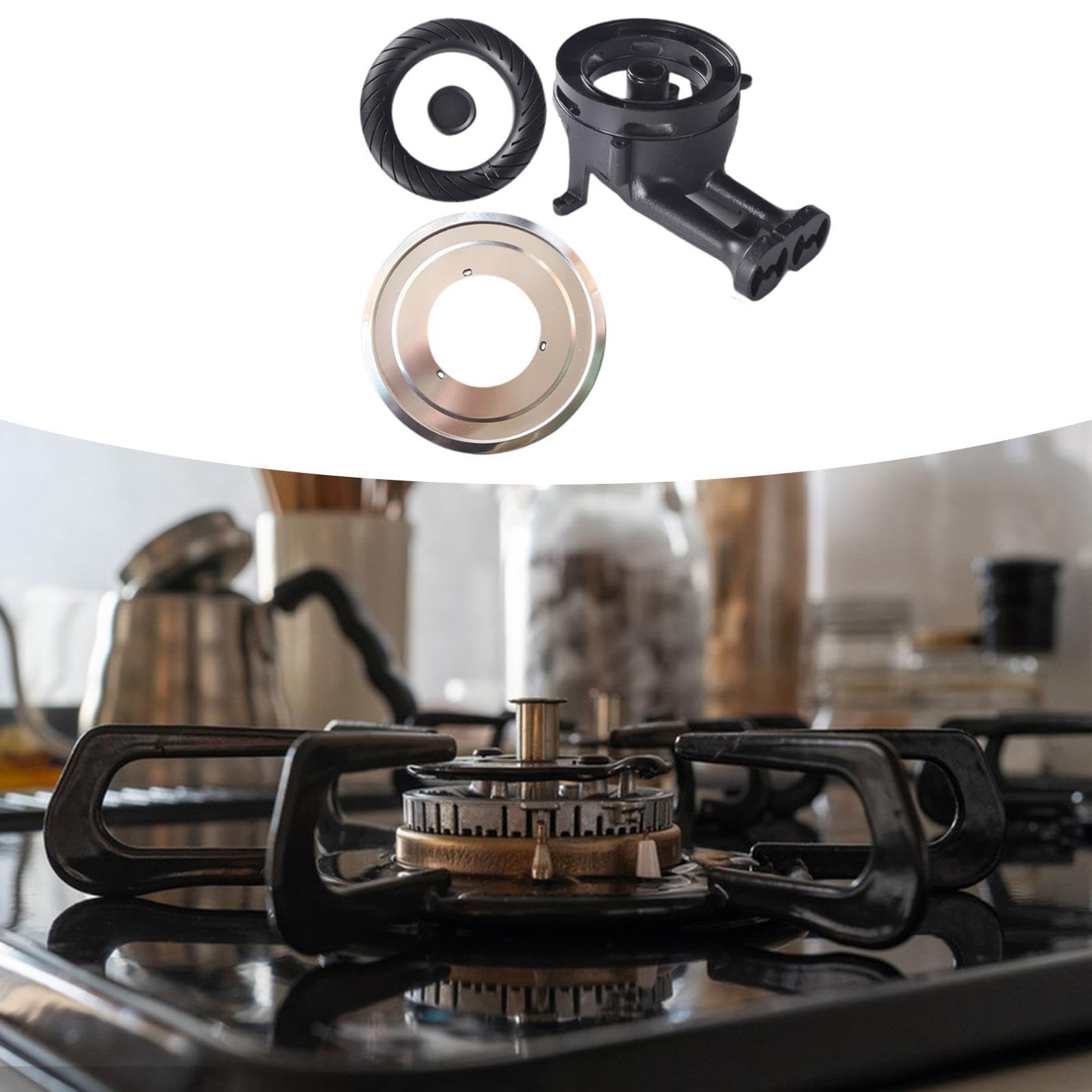 Testa Del Bruciatore a Gas Ricambio per Cucina Componente per Fornello Corona di Sostituzione Parte in Ghisa per Combustione Completa E Pulita Adatta, con I Tappi