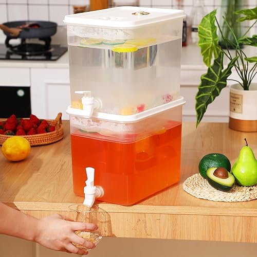 Miniatura 7 de Domensi Paquete de 4 dispensadores de bebidas para nevera de 2 galones con tapa a prueba de fugas, filtro de pantalla, contenedor de jugo sellado de