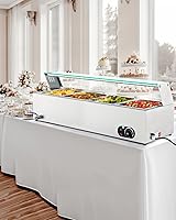 Vista 2 de WILPREP Calentador de alimentos comercial de 4 bandejas, mesa de vapor de 40 cuartos de galón, bandeja de calentamiento eléctrico de 1200 W