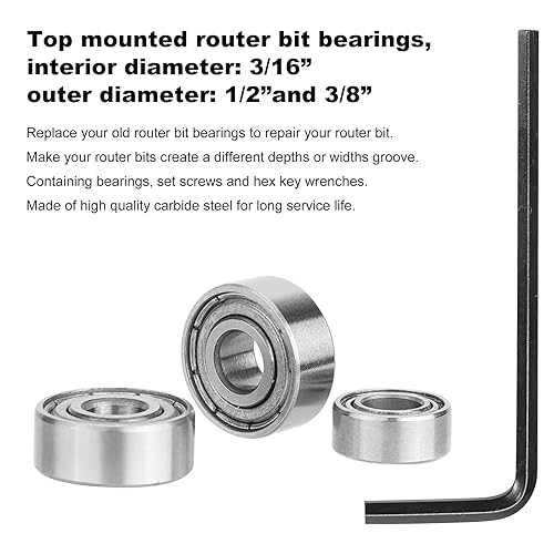 Miniatura 8 de Juego de reemplazo de rodamientos de broca de enrutador de rodamientos de brocas para enrutador  Diámetro interior 316 "y diámetro exterior 38