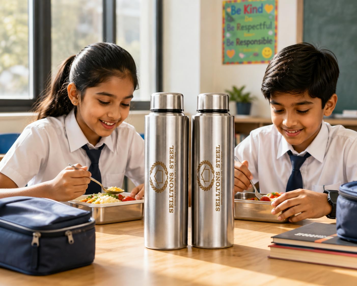 Stainless Steel Water Bottles - Set of 2 -4