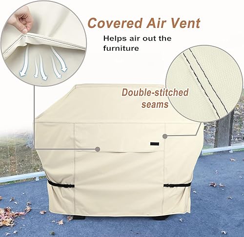 Miniatura 4 de NettyPro Cubierta para parrilla de barbacoa de gas de 56 pulgadas, impermeable, 600D, resistente al agua, para parrillas Weber, Char-Broil,