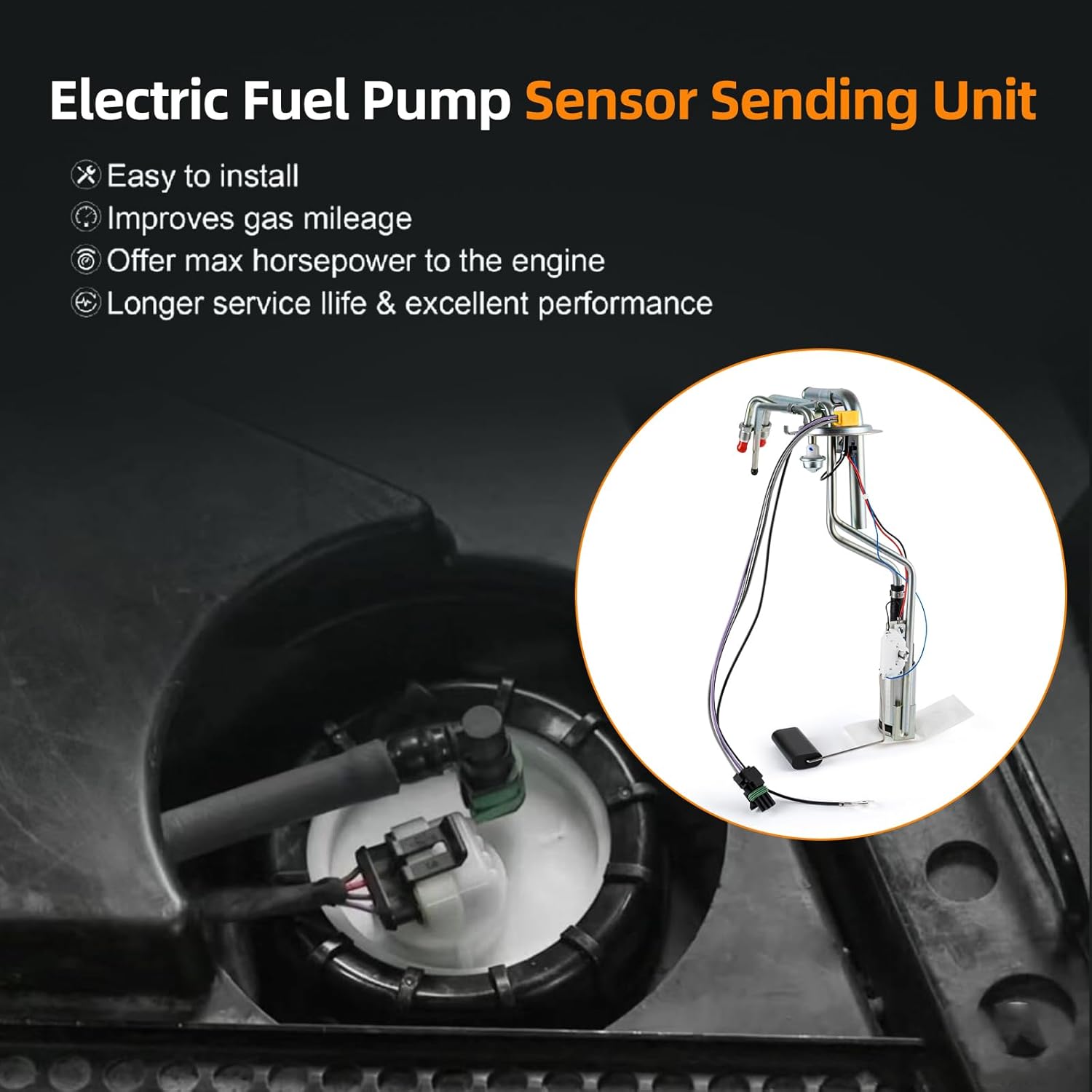 Electric Fuel Pump Assembly Compatible With Chevrolet C1500 C2500 C3500 K1500 K2500 K3500 GMC C1500 C2500 C3500 K1500 K2500 K3500 1988-1995 Replace E3621S P8000S 25028611