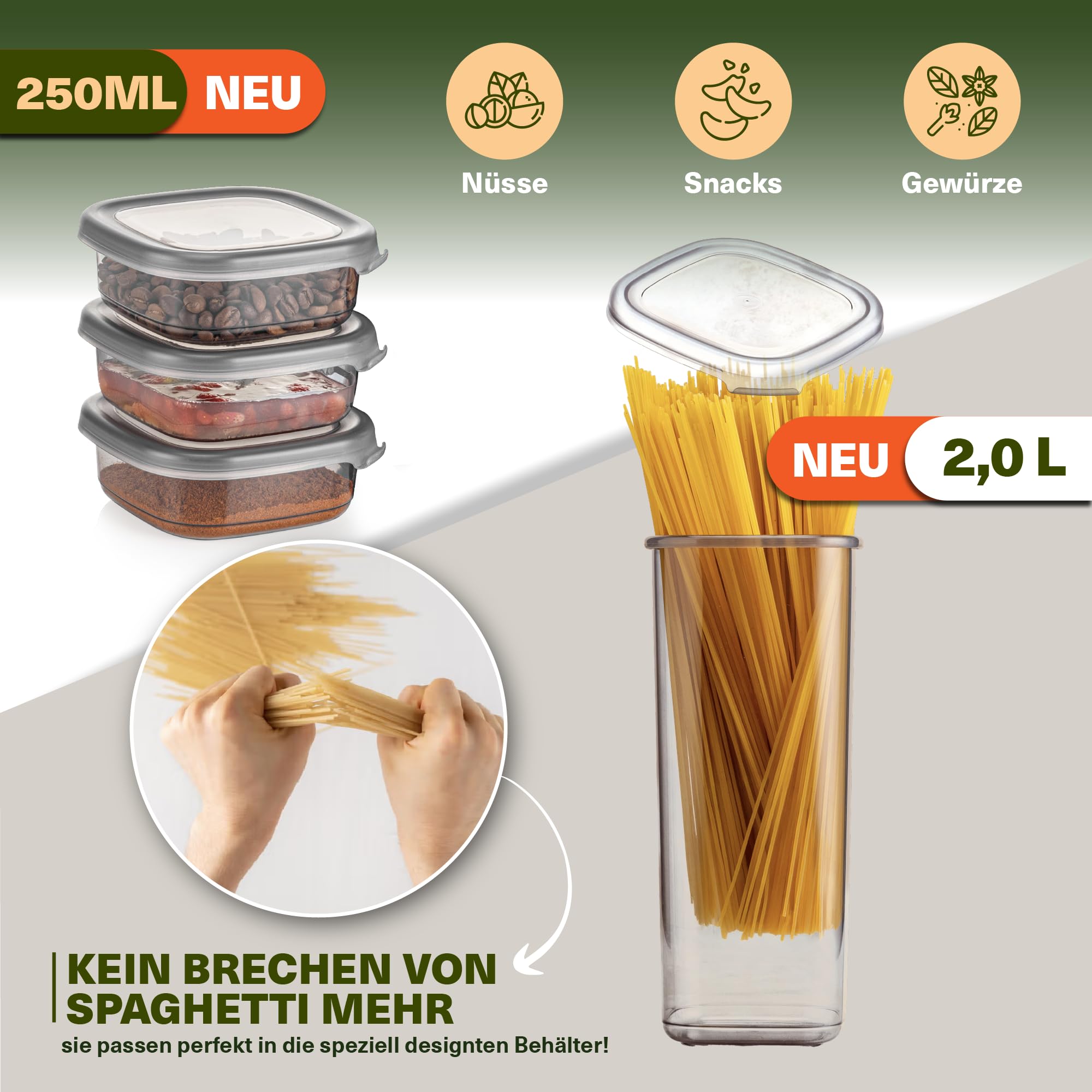 Viwares Contenitori con coperchio, ermetici, set da 48 contenitori senza BPA, per la conservazione della farina di cereali, cucina, pratico organizer da cucina, contenitori per alimenti
