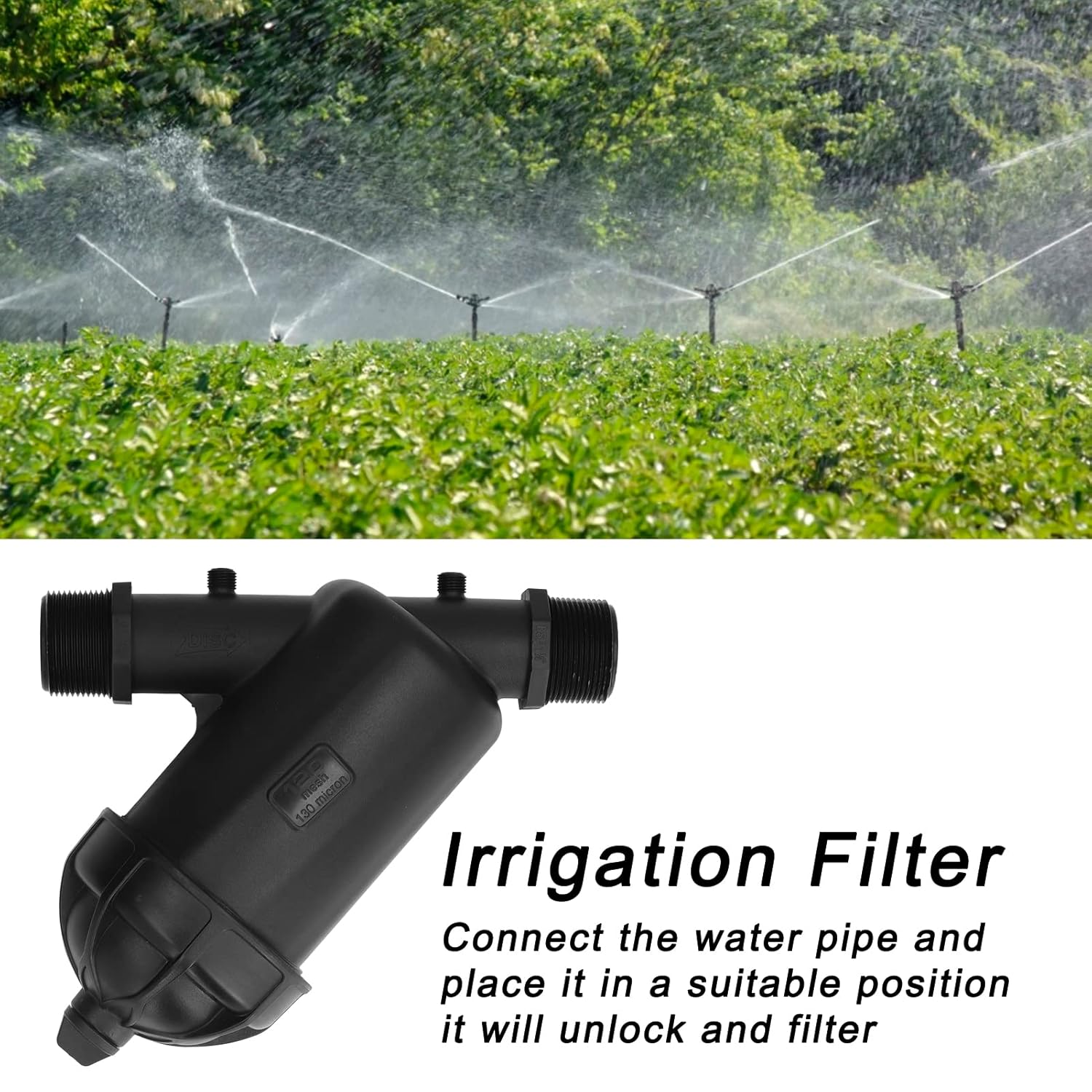 FLEXMAN G1 1/2 Male Thread Drip Irrigation Filter with 120 Mesh Screen, 8 Bar y Garden Hose Inlet Filter, Hydroponics Disc Filter for Gardening Agriculture Greenhouse Irrigation