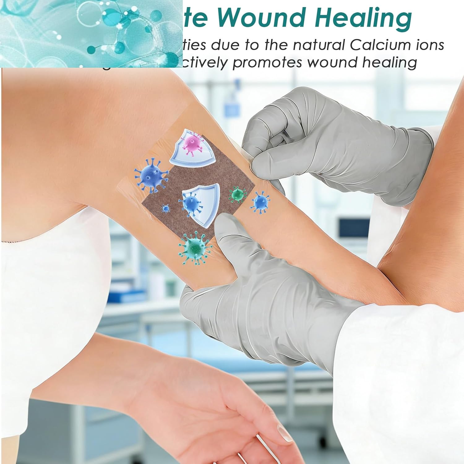 Silver Calcium Alginate Wound Dressing 4"x4" - Sterile Highly Absorbent Pads with Silver, Non-Stick Alginate Gauze for Wounds Care, Painless Removal, 10 Pack Individually Wrapped Dressings
