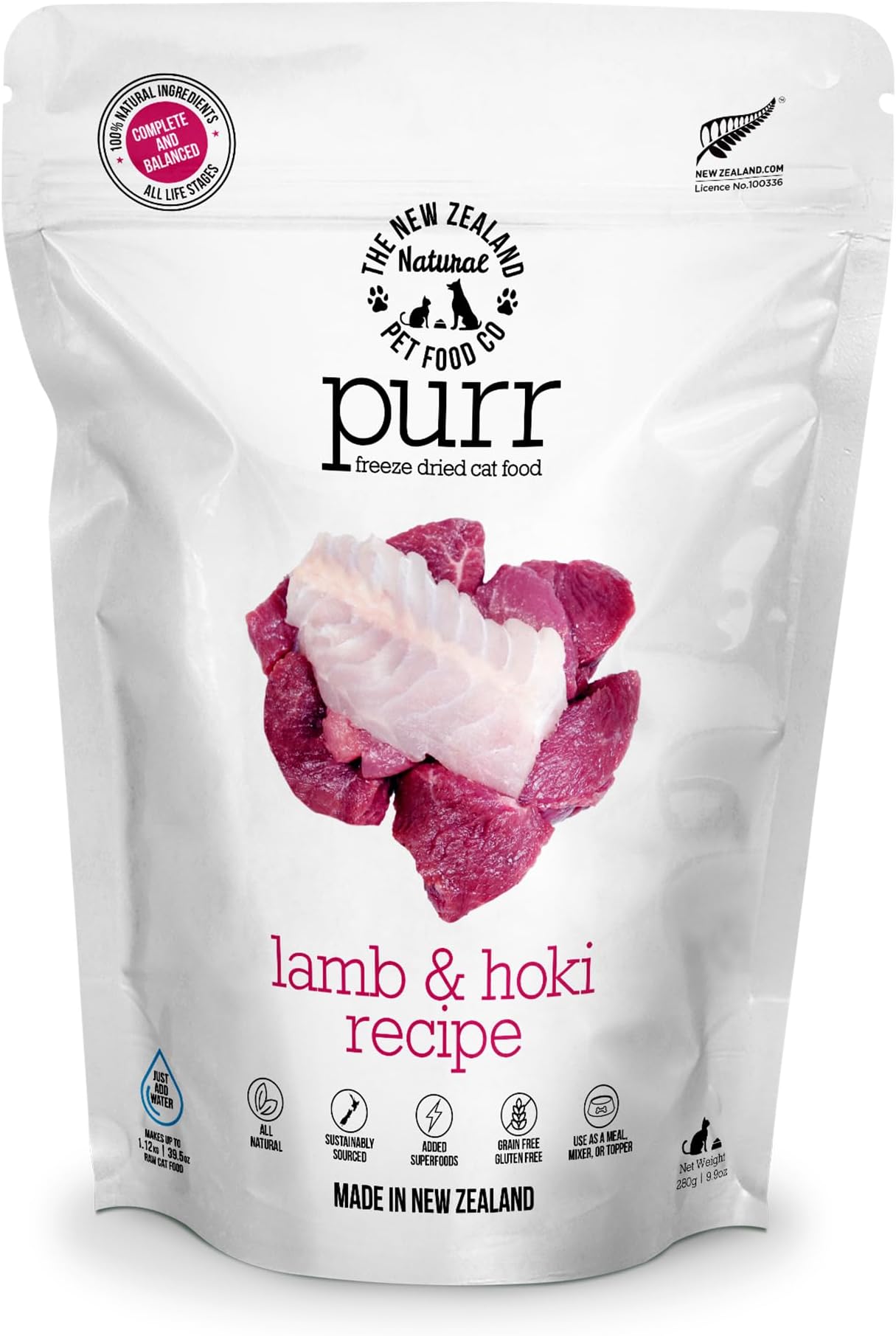 Purr Lamb & Hoki Freeze Dried Cat Food, Meal, Topper & Treat, 9.9oz