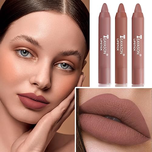 Miniatura 7 de XINGXYUEL 1 lápiz labial mate nude lápiz labial lápiz labial impermeable de larga duración barra de labios antiadherente taza terciopelo nude brillo