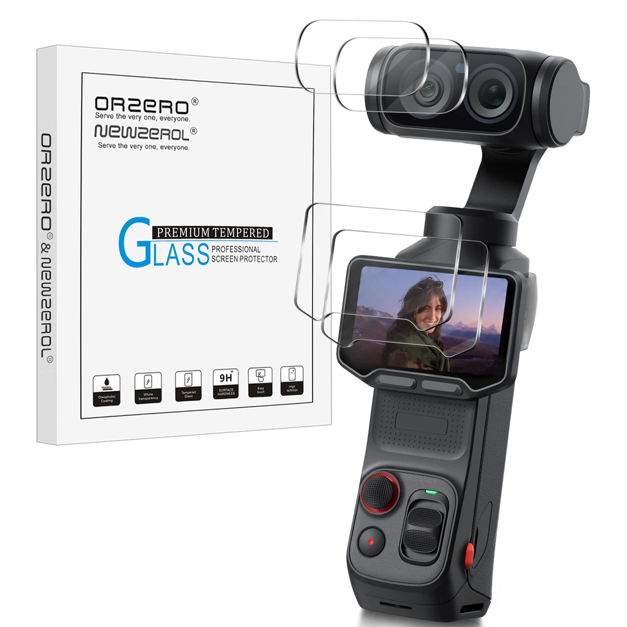 NEWZEROL 4 Pièce Verre Trempé Compatible pour Insta360 Luna Ultra | 2 Protections d'Écran + 2 Protections d'Objectif, Anti-Rayures Haute Définition Sans Bulles 9H, Film de Protection