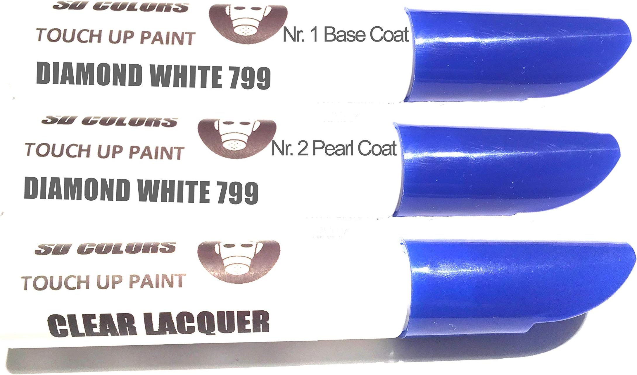 SD COLORS DIAMOND WHITE 799/9799 New Touch Up Paint Pen REPAIR KIT 12ML SCRATCH CHIP BRUSH COLOR CODE 799/9799 DIAMOND WHITE (PAINT+LACQUER)