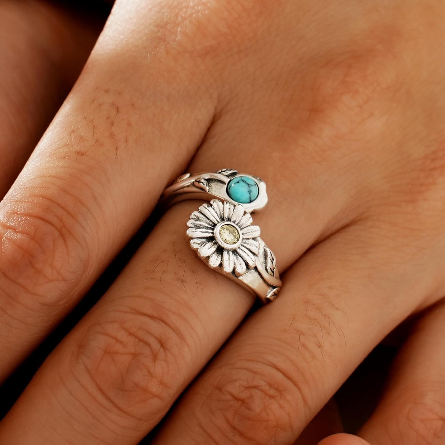 Spoon Rings for Women 925 Sterling Silver Sunflower Adjustable Thumb Spoon Rings Celtic Knot Promise Engagement Statement Boho Vintage Finger Open Antique Rings Jewelry - Image 2