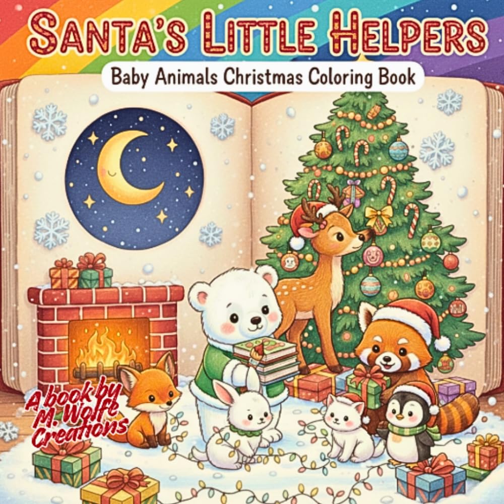 Santa's Little Helpers | Baby Animals Christmas Coloring Book: 40 Cute & Easy Holiday Coloring Pages for Kids Ages 3–7 (It's starting to look a lot like Christmas!)