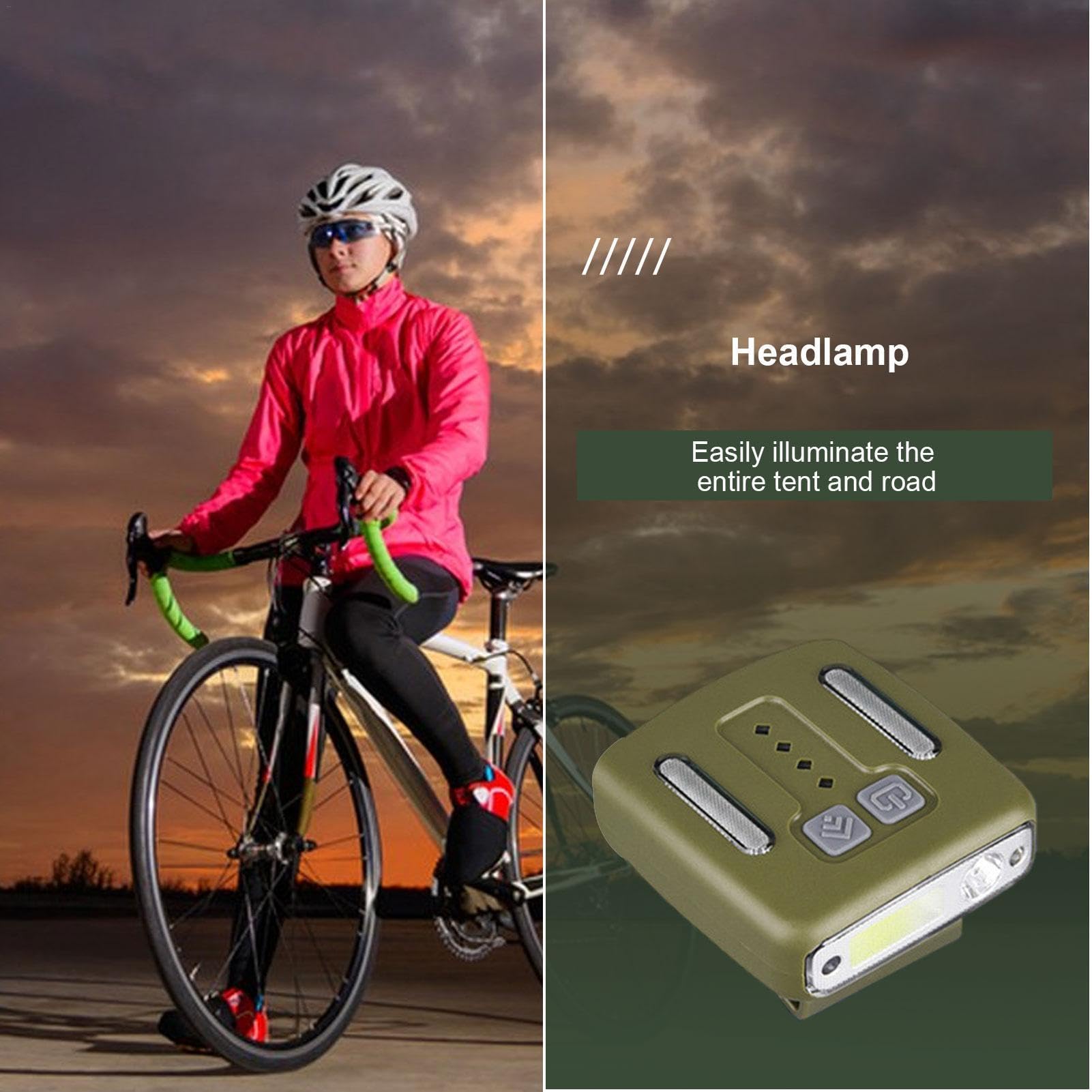 Linterna frontal con sensor de movimiento, con clip para sombrero, 3 modos, lámparas de cabeza, manos de alto brillo, impermeable, clip en sombrero para caza | Lámparas frontales impermeables manos libres para cazar, acampar y andar en bicicleta