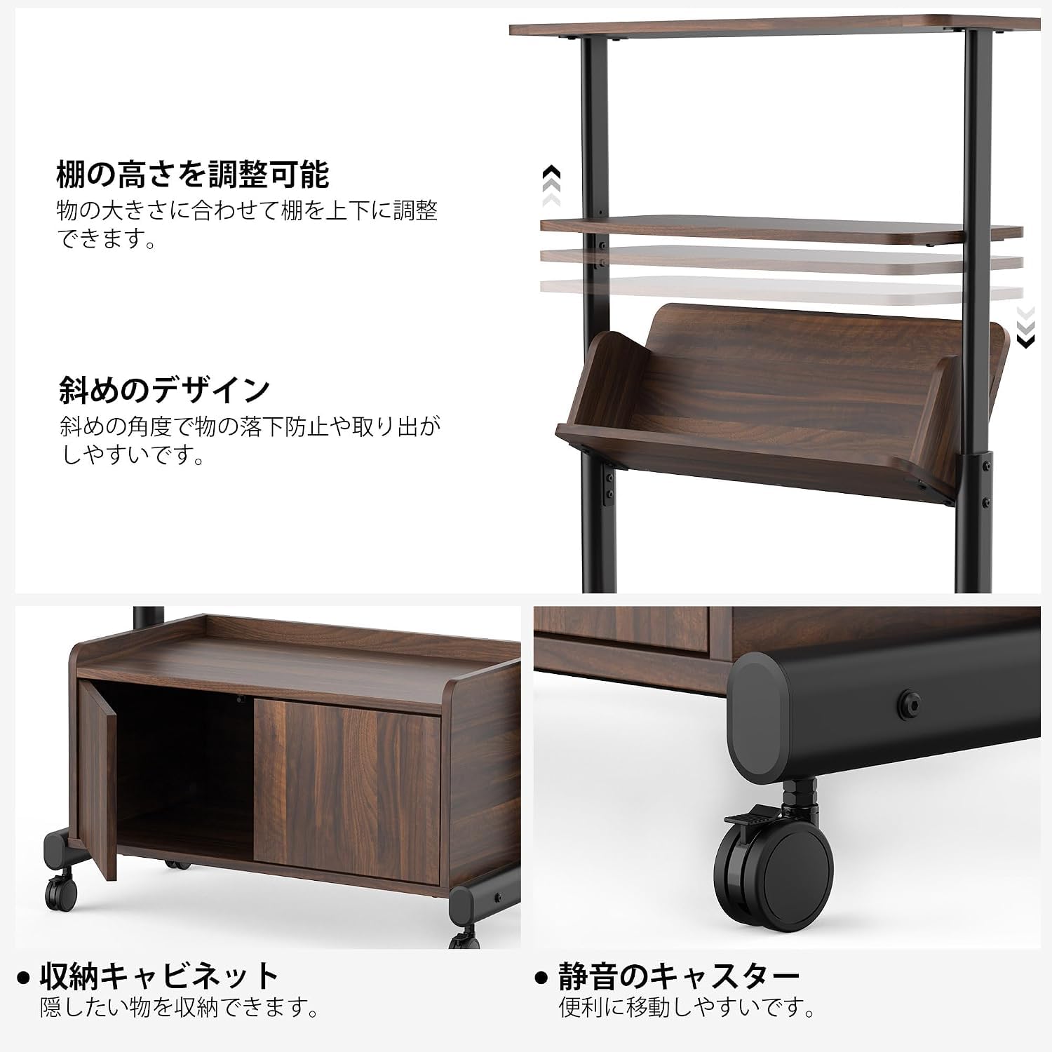 Amazon｜Fengeスチールラック オープンラック 木製 3段 扉付き
