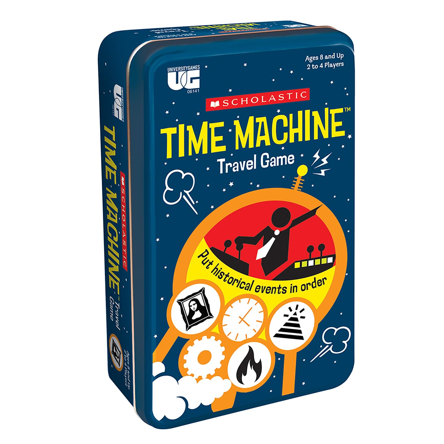 University Games, Scholastic Time Machine History Travel Card Game in a Tin for Kids, for 2 to 4 Players Ages 8 and Up