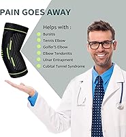 Vista 5 de Codera de tenis, manga de compresión de codo, codo para tendinitis y codo de tenista, golfistas, artritis, bursitis. Alivio del dolor de codo
