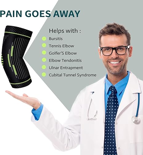 Miniatura 5 de Codera de tenis, manga de compresión de codo, codo para tendinitis y codo de tenista, golfistas, artritis, bursitis. Alivio del dolor de codo,