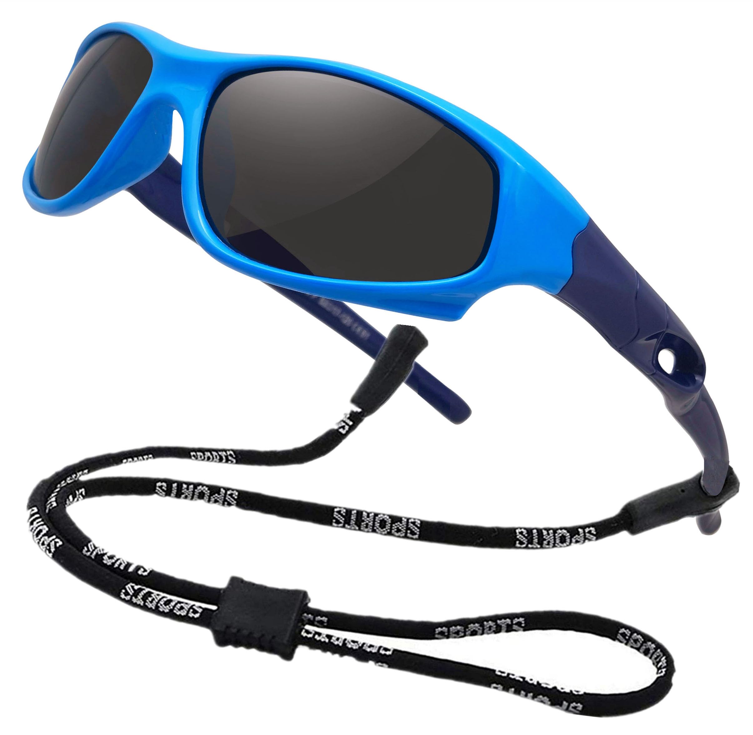 COOLSOME Kids Flexible Polarized UV Protection Sunglasses for Boys Girls Age 3-10 with Strap