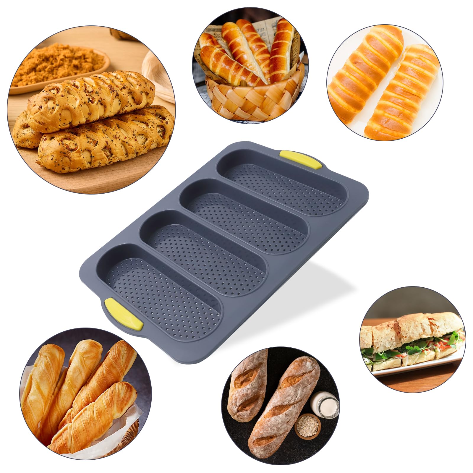 1 Pezzo Padella In Silicone Per Baguette, Padella Per Panini A 4 Cavà, Stampo Per Pane Fai Da Te, Supporto Per Cottura Antiaderente Facile Da Rilasciare, Accessori Per Forno, Utensili Per La
