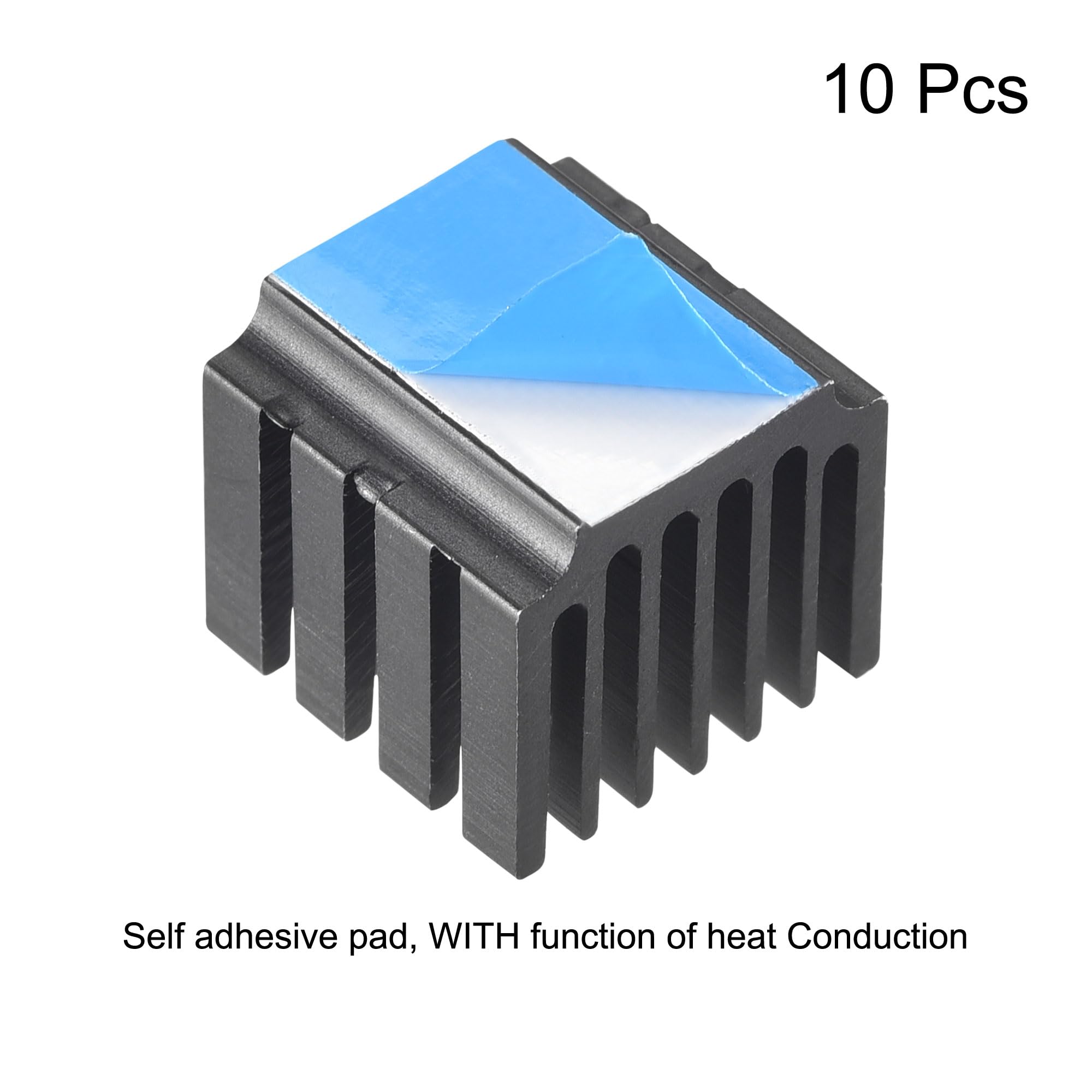 sourcing map 14.5x14x13mm Noir Thermique Auto-adhésif Alluminium Dissipateur Chaleur Radiateur Électroniques 10pcs