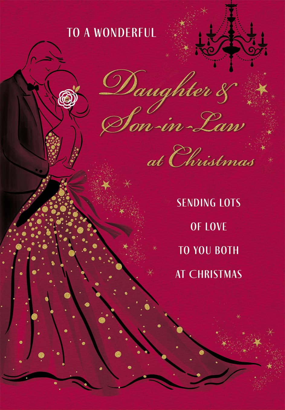 Classic Christmas Card, Couple Daughter & Son in Law, Glam couple - 9 x 6 inches - Piccadilly Greetings