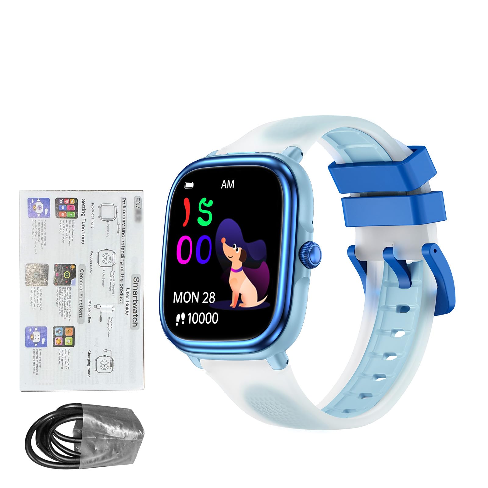 Sxhlseller Reloj Inteligente para Niños con Linterna y Juegos de (Blue)