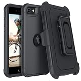 DUEDUE Case for iPhone SE 2022&sol;2020 Case&comma; Military Grade Shockproof Drop Protection Heavy Duty Full Body Rugged Cover with Kickstand Belt Clip Holster for iPhone SE2 3nd&sol;2nd Generation 4&period;7 inch&comma; Black