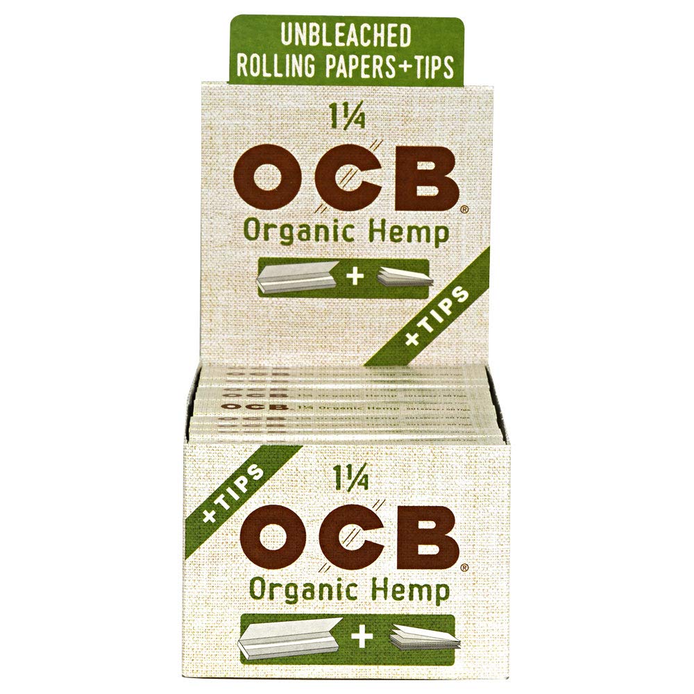 24pc Display - OCB Organic Hemp Papers & Tips - 50pk / 1 1/4"