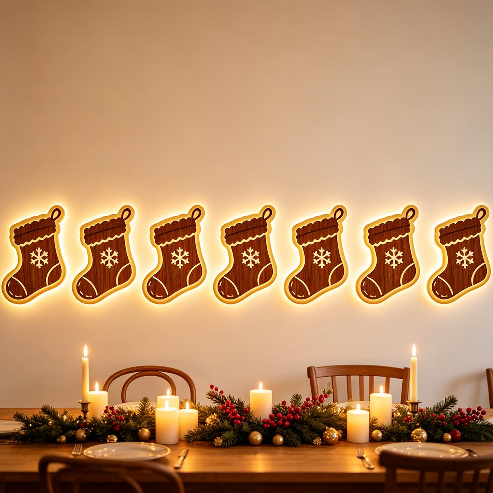 3D Light-Up Wooden Reindeer Christmas Decor, LED Reindeer Wall Decorations