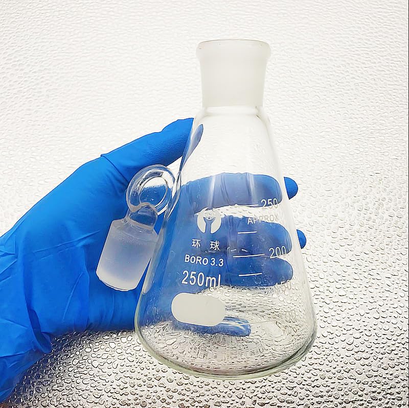 2er Set Erlenmeyerkolben aus Borosilikatglas mit Glasstopfen Geschliffene Konische Messkolben Labor Glasware 50–1000ml(1000ml)