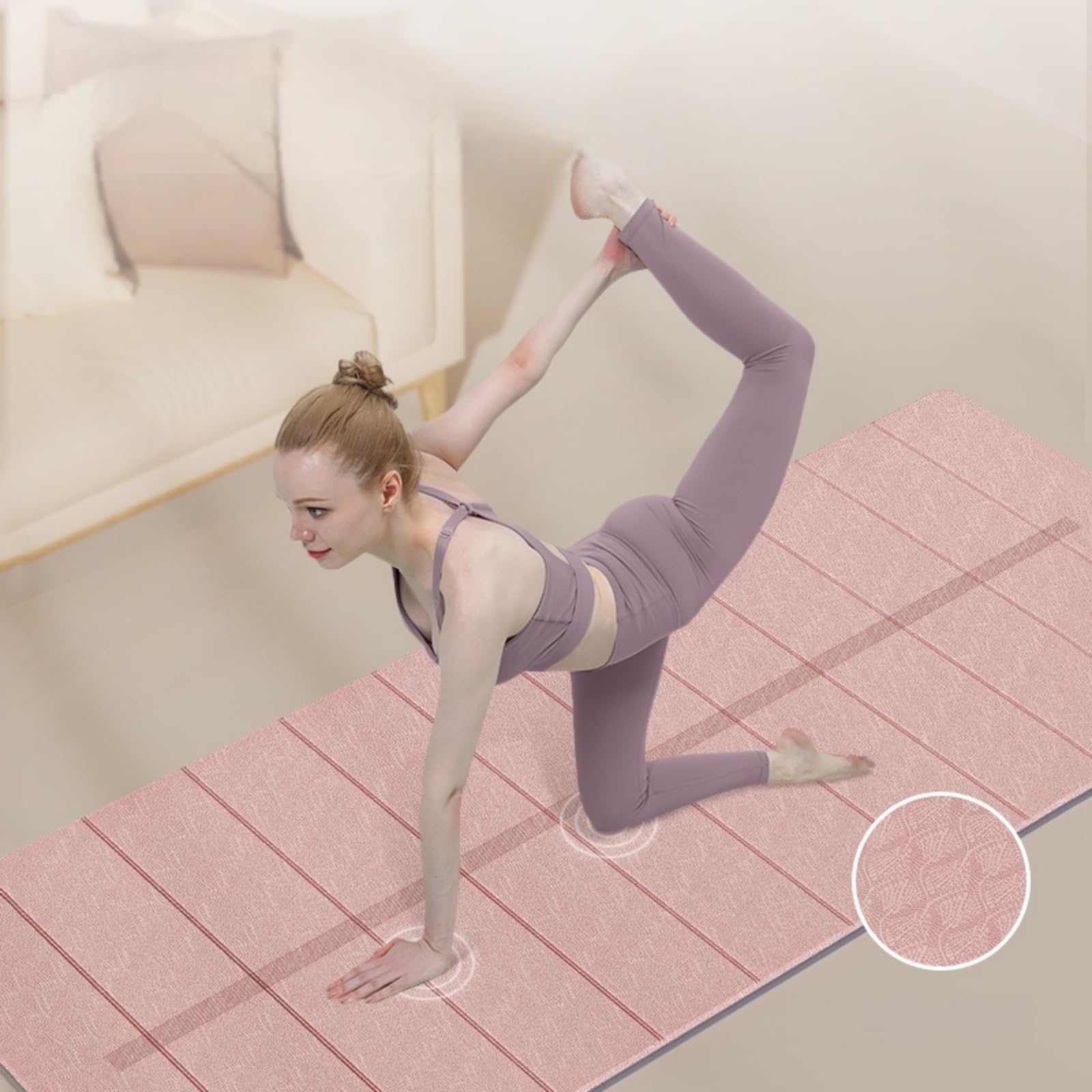 Doblar Esterilla De Yoga Multifuncional LíNea de ElastóMero TermopláStico AlineacióN Colchoneta Antideslizante and Pilates Gimnasio Estiramientos Hombre/Mujer
