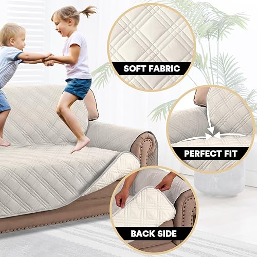 Miniatura 3 de PrinceDeco Fundas 100% impermeables para sofá de 2 cojines, impermeable y lavable, con bolsillo lateral, protector de muebles con correas elásticas