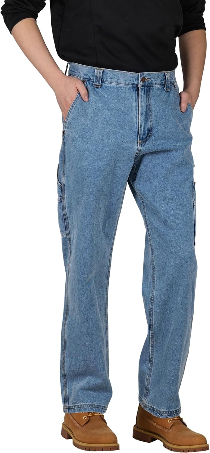 WORK IDEA Men’s Heavy-Duty Carpenter Work Jeans - Cotton Denim with Multiple Utility Pockets & Hammer Loop - Image 2