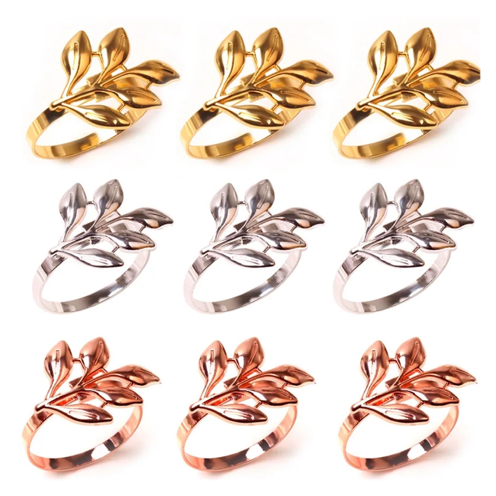 Napkin Rings Leaf Napkin Rings Buckle Holder for Christmas Thanksgiving Wedding Dinnig Table Decoration(Leaf silver 12pcs)