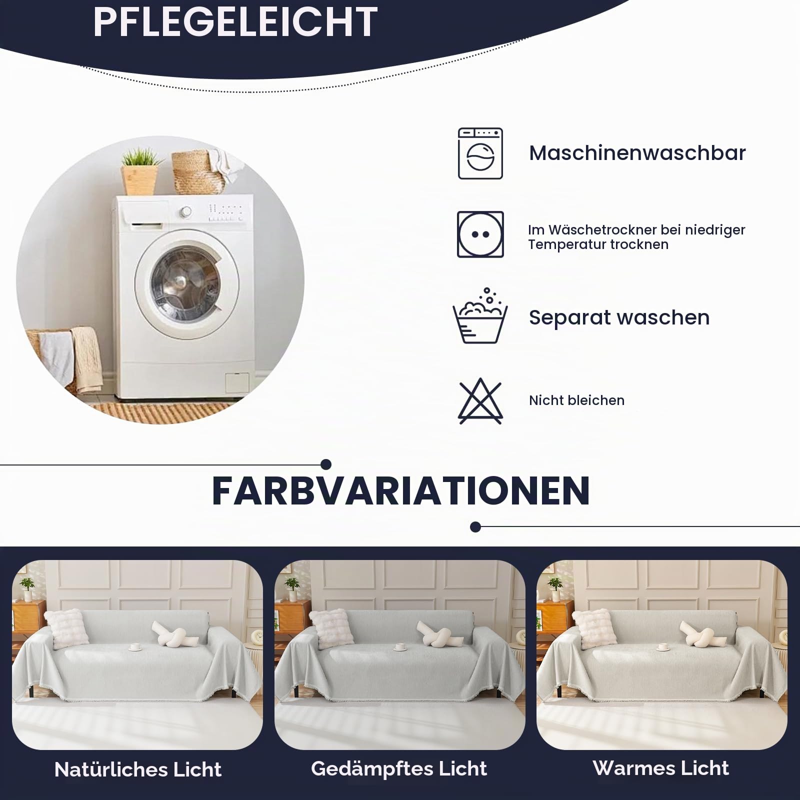Royhom Sofa Überzug Chenille, Sofabezug L Form, Couch Überzug Ecksofa, Sofaüberwurf 2 Sitzer, Couch Überwurf mit Deko Quasten, Hellgrau Sofa Überwurf(Hellgrau, 180x300cm)