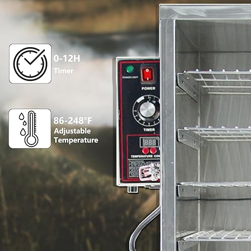 Miniatura 8 de CLIVIA Ahumador vertical eléctrico, horno digital de 9 capas para barbacoa al aire libre con temperatura ajustable y controlador de tiempo, cocción