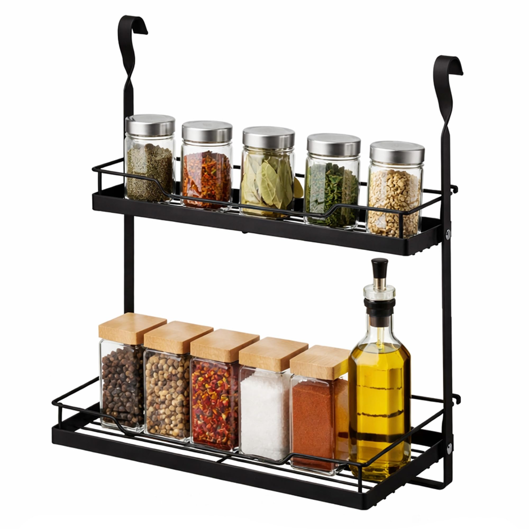 Livivo Black Kitchen Hanging Rack Fold Away Storage Shelf Organiser