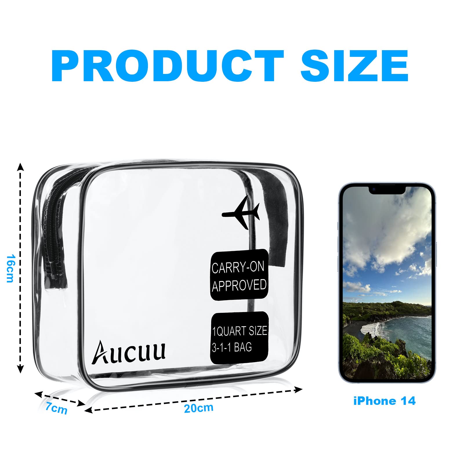 Aucuu Beauty Case Trasparente, 2 Pezzi Borse Da Toilette Trasparente, Borse da Viaggio Impermeabile, Borsa Cosmetici Trasparente, Cosmetico Trasparente, Beauty Case da Viaggio