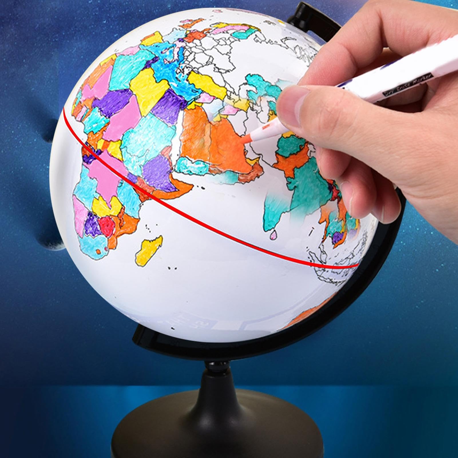 Globe Terrestre Vierge à Colorier Pour Enfants – Globe Graffiti Effaçable Avec Support – Jouet Éducatif Géographie Fun