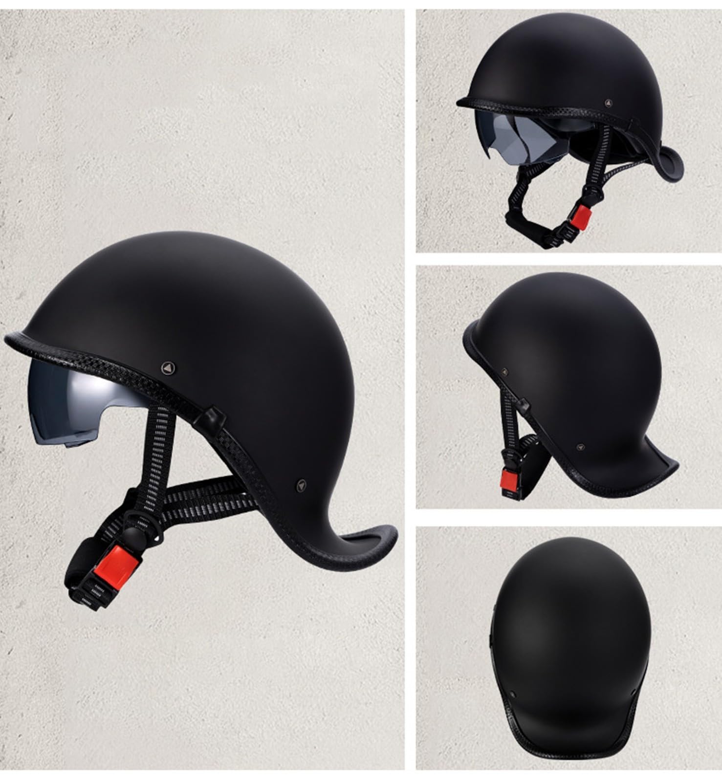 Mezzo Casco Moto Retro Casco Jet Aperto Cappellino Da Baseball Scooter Caschi Motorino Vintage Casco Scodella Mezzo Casco Portatile Estivo Per Uomo E Donna,Certificato ECE