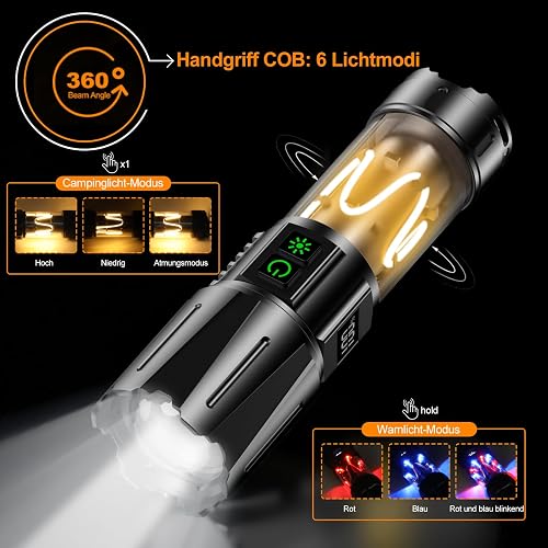 Relybo Torcia LED Potente Professionale 1000000 Lumen, con COB da Campeggio - 4
